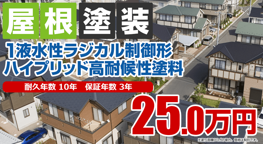 屋根塗装メニュー 1液水性ラジカル制御形ハイブリッド高耐候性塗料